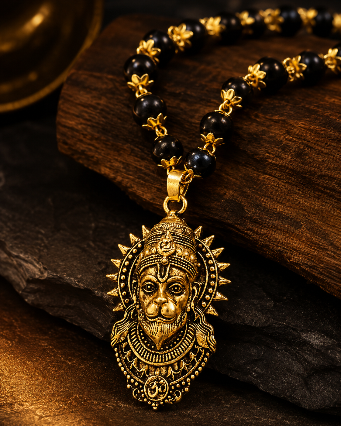Hanuman Ji Gold Plated Pendant Mala